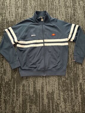 Ellesse Rimini Track Jacket Navy Blue White Striped Full Zip Mens  XL